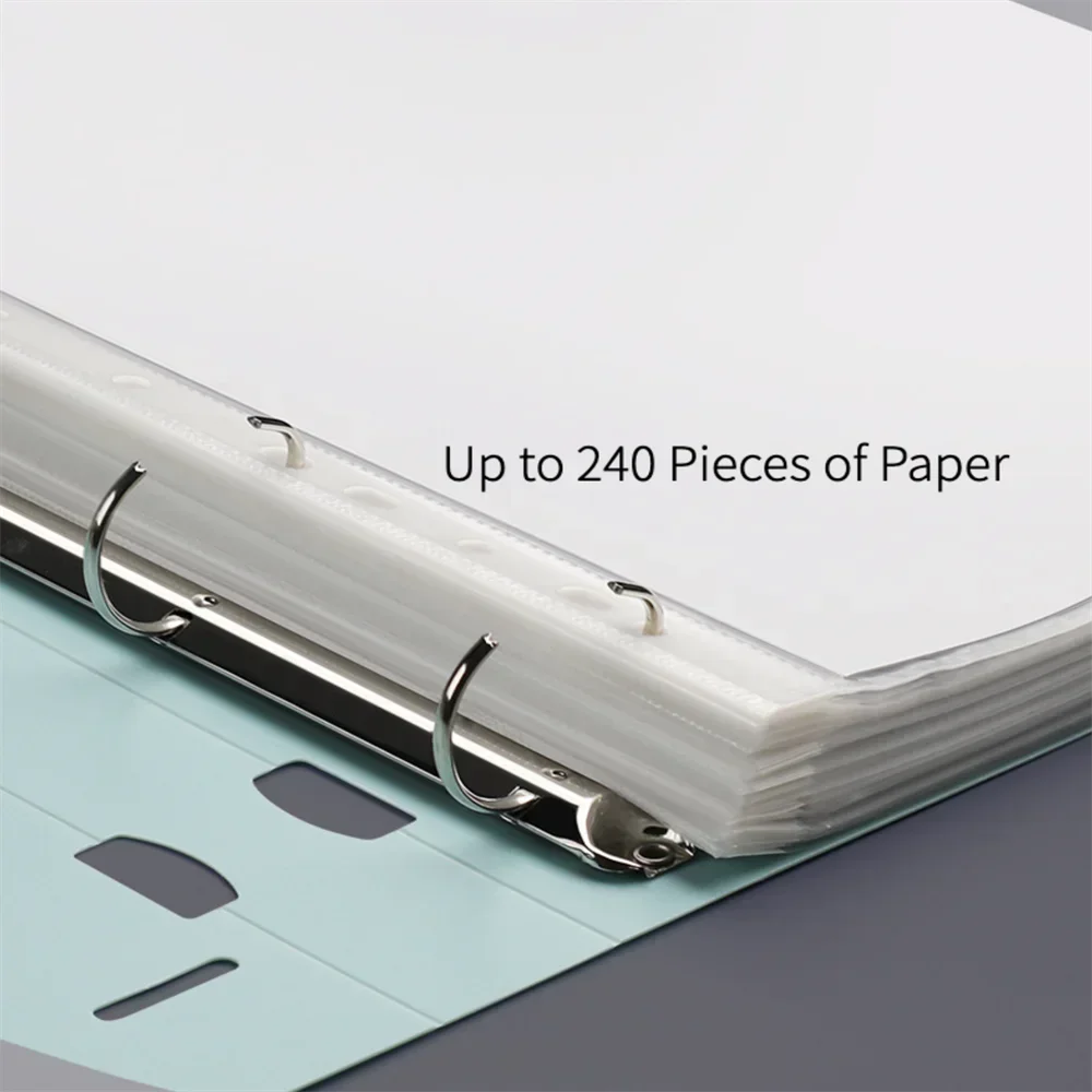 File Folder A4 File Folders Display Book 4 Hole Binder Folders Morandi Color Waterproof Document Ring Binder Folder Office School Supplies