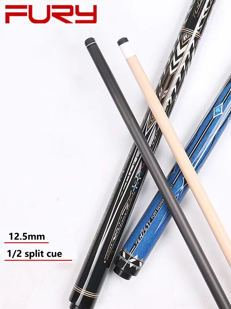 FURY-AF Professional Six/Eight/Nine-Ball Billiard Cue Pool Stick Maple/Carbon Fiber Shaft 1/2 Split 12.5mm 147cm With Extender