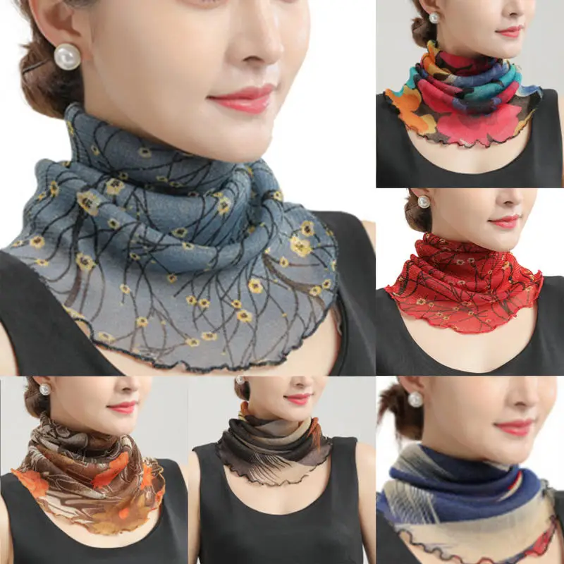 Frühling Sommer Chiffon Hals Kragen Schal Frauen Kopf Dünne Sonnencreme Vielzahl Kleine Seide Anti-UV Schal Maske Multifunktions Schal – Detail 2