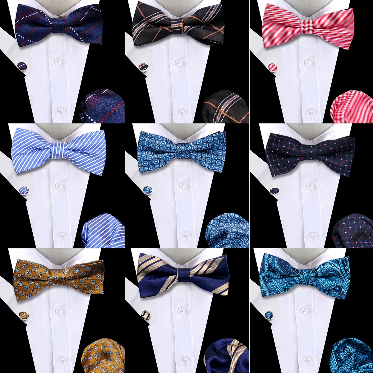 

Brand Bow Tie Fashion Solid Check Dot Dark Bule Men Wedding Accessories Fit Formal Party lover's day Butterfly Tie Bowtie Gifts