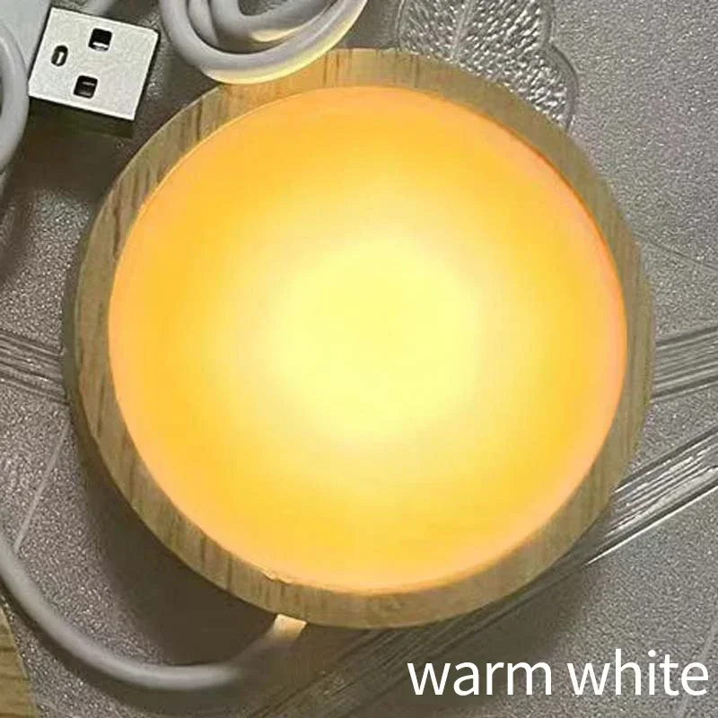 Round Wooden LED Night Light Base Image 10