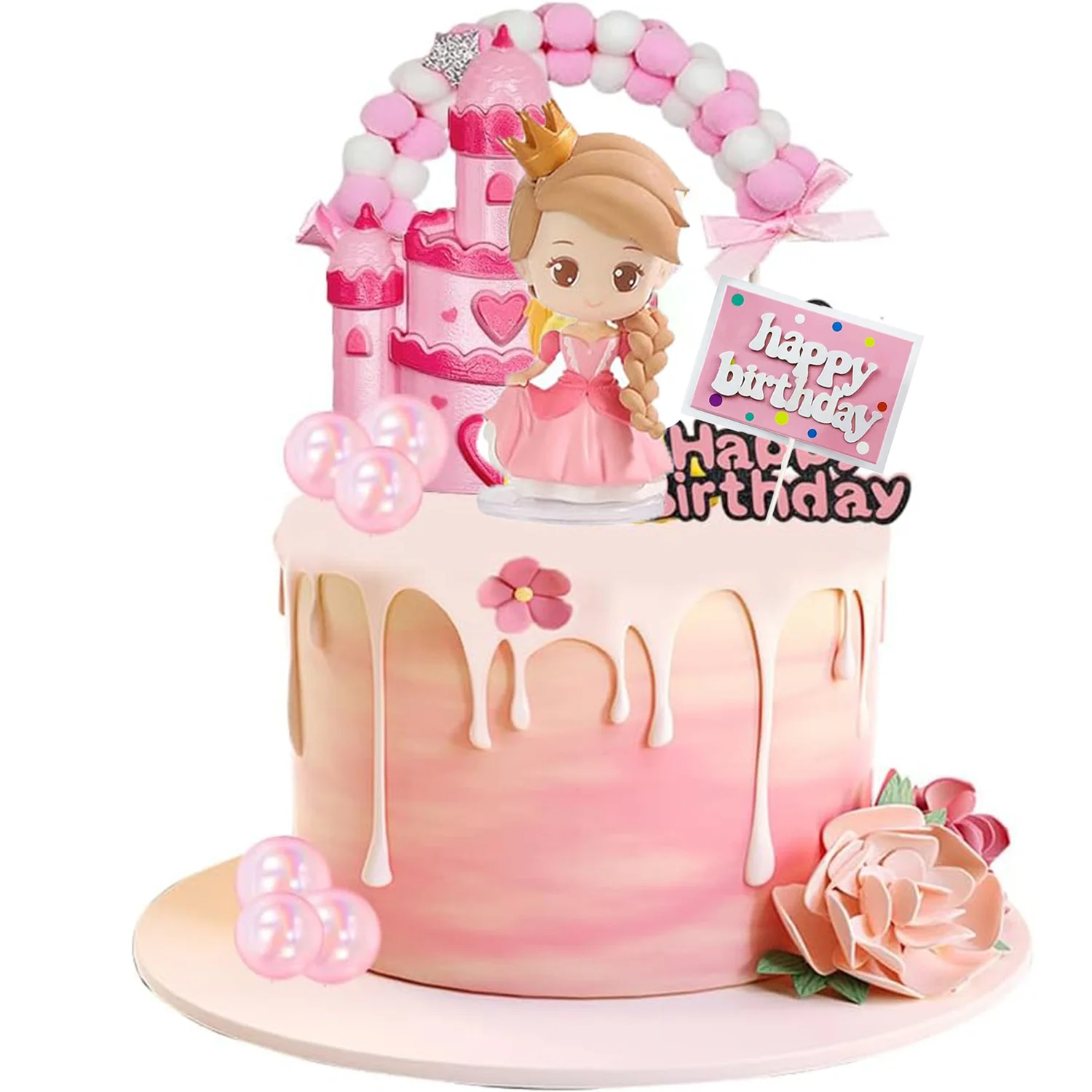 Set Decorazioni Per Torta Principessa – Topper Castello, Principessa E Palline, Per Feste Di Compleanno, Fai Da Te