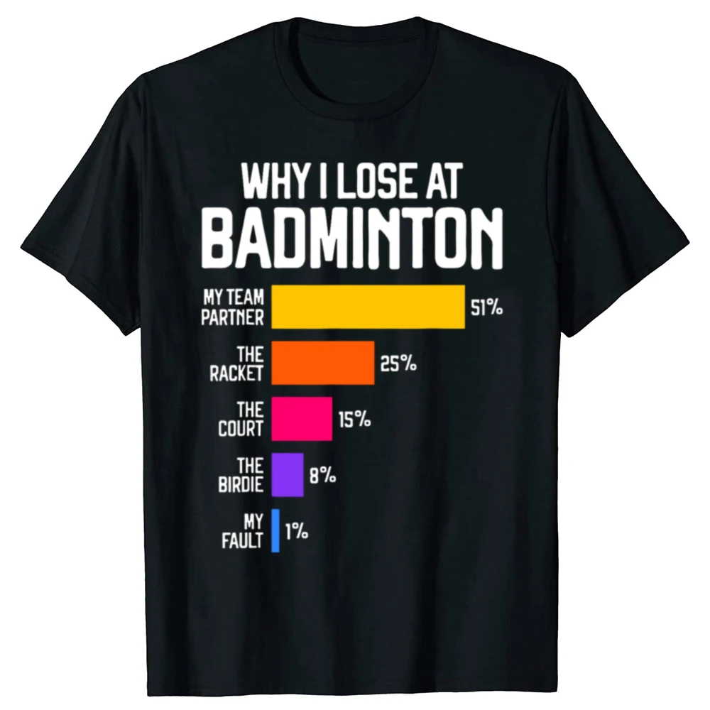 Warum ich im Badminton verliere, lustige Ausreden, T-Shirt, T-Shirt, Rundhalsausschnitt, kurzärmelig, modisches T-Shirt, Kleidung, lässige Basic-T-Shirts