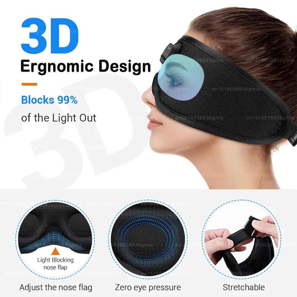 Bluetooth 5.2 Headphone 3D Wireless Music Eye Mask White Noise Headset For Artifact breathable Sleeping Headphones