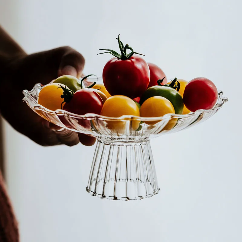 High Borosilicate Glass Fruit Bowl Home Transparent Candy Snack Tray Living Room Decoration Modern Home Decoration Plate