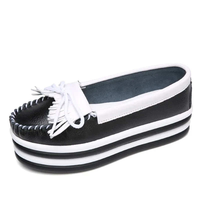 

Женская обувь 2023, маленькие белые туфли, женская версия, толстая подошва, бахрома, женская обувь для медсестер, повседневная обувь