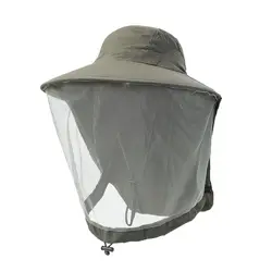 Unisex Foldable Mosquito Protection Sun Hat with Hidden Net Mesh (Army green)