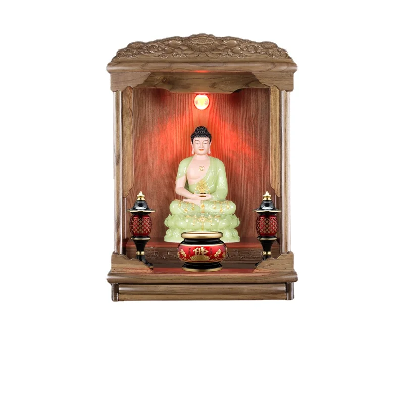 

CX Shrine Solid Wood Buddha Shrine New Chinese Style Hanging God of Wealth Cabinet Avalokitesvara Cabinet