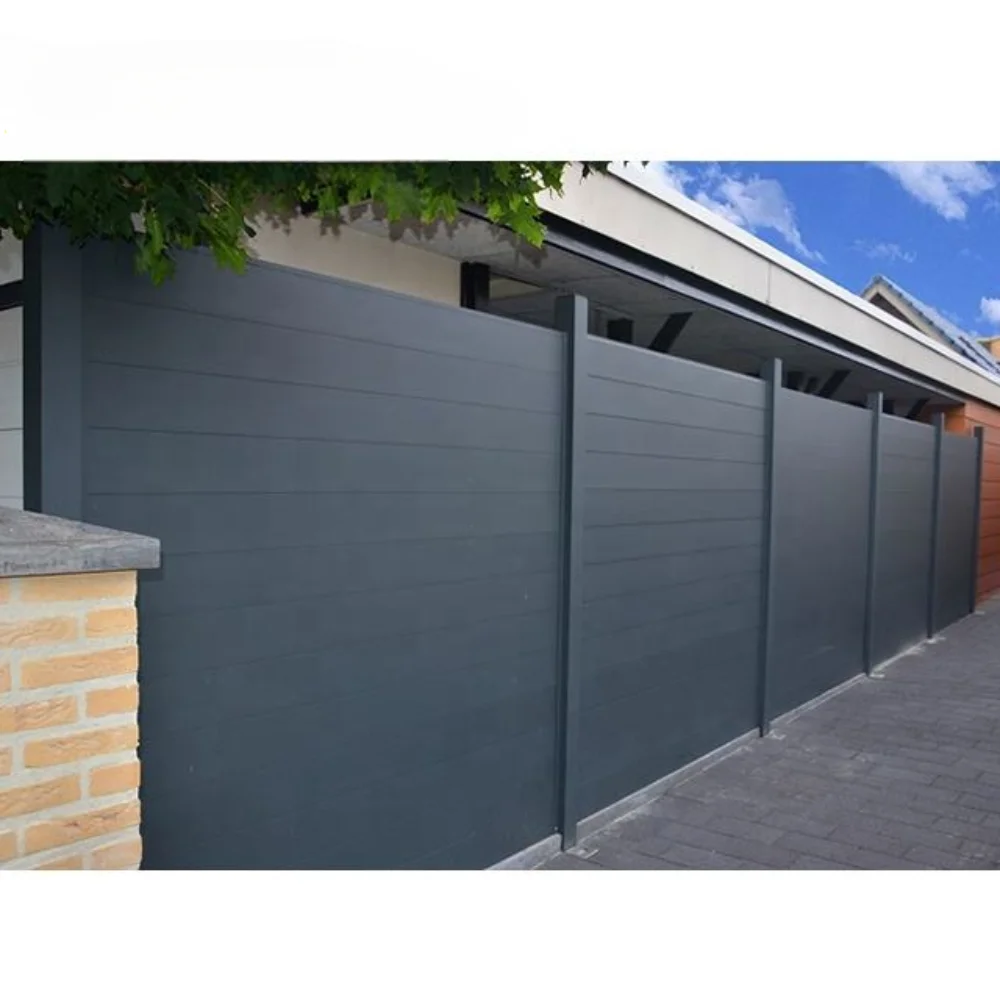 Modern Design Modular Fences WPC Or Aluminum Two Material Metal Horizontal Yard Privacy Slat Fencing Panels Outdoor Garden Fence garden fence