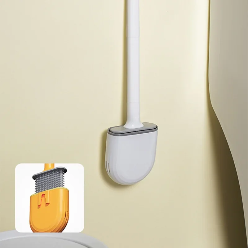 

Soft plastic toilet brush with no dead angle, detachable handle, space-saving wall-mounted brush
