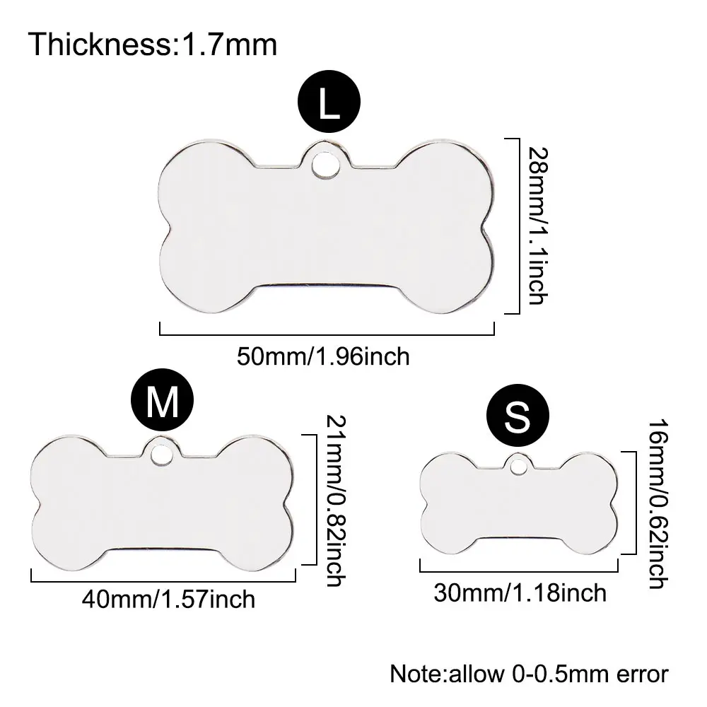 Нержавеющая сталь 20 шт. кость собака идентификационная бирка брелок выгравированное имя питомца для собак ошейник бирки кулон брелок кость аксессуары для домашних животных