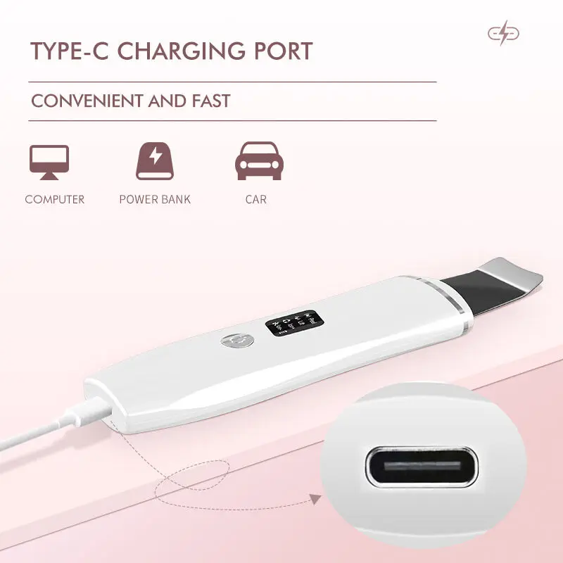 4 in 1 EMS Ultrasonic Skin Scrubber Vibration Facial Spatula Peeling Shovel Ion Acne Blackhead Remover Clean Cavitation For Face