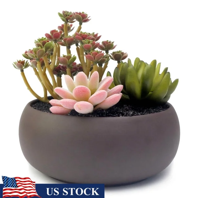 6.7-Inch Unglazed Round Ceramic Planter Pot with Drainage 1