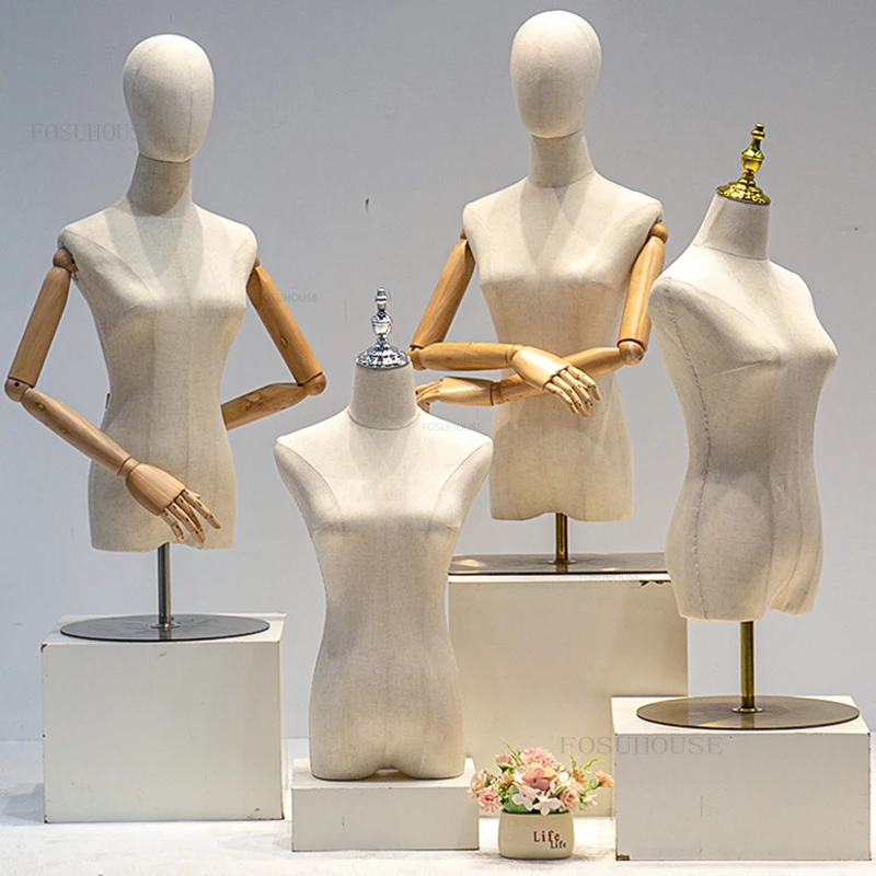 4 Styles Wooden Arm Sewing Women Cotton Head Mannequins Stainless Steel Base  Adjustable Mannequin Stand Wedding Display Rack - AliExpress