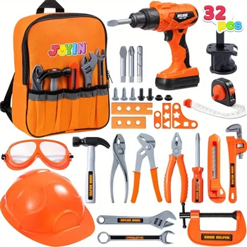 JOYFY 32PCS Kids Tool Set Pretend Play Toddler Tool Toys with Construction Backpack Costume for Boy Girl Birthday 1