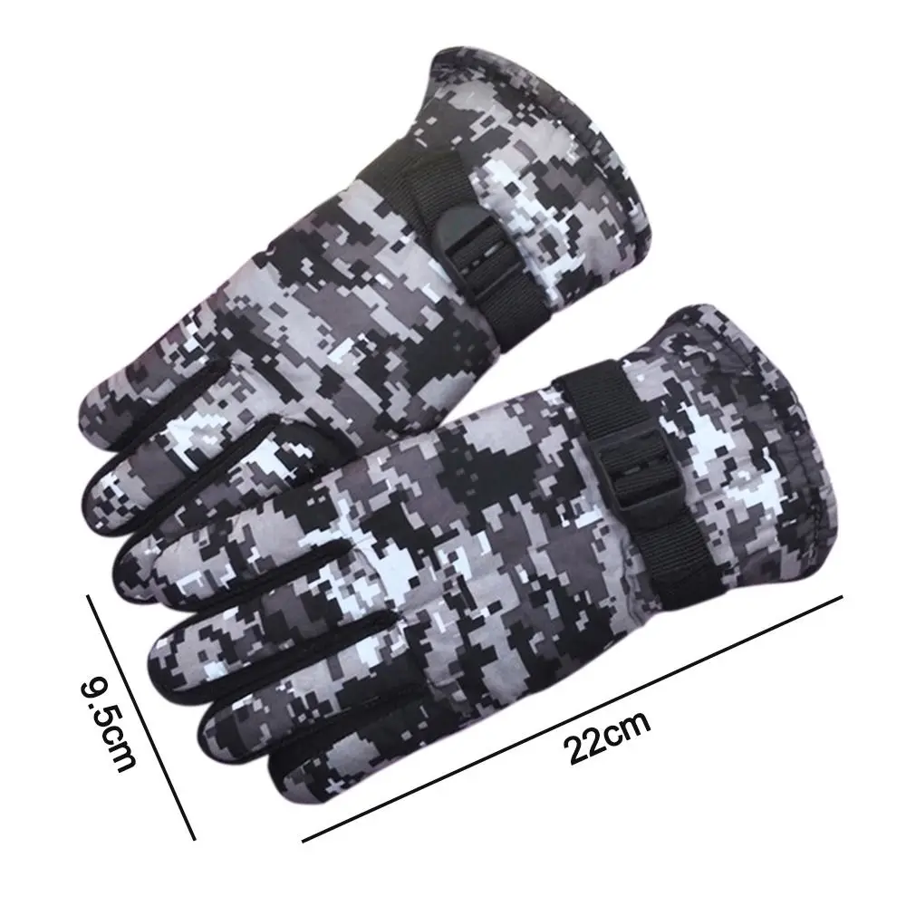 Camouflage Ski Gloves Kids Winter Thick Warm Velvet Full Finger Gloves Boys Girls Outdoor Snowboard Children 7-13 Years Old winter gloves ski gloves