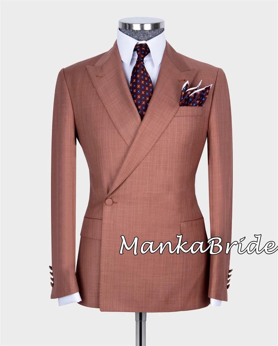Classic Double Breasted Groom Tuxedo for Wedding 2pcs Blazer Pants Formal Party Business Office Men Suits