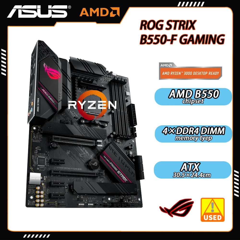 ASUS ROG STRIX B550-F 게이밍 마더보드, AMD B550, AMD AM4 지원, AMD Ryzen5000 4000 3000 시리즈 4 x DDR4 PCI-E 4.0 