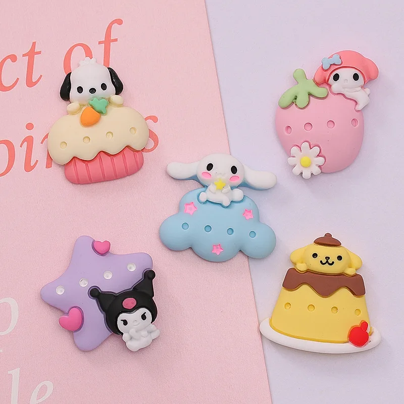 

10pcs Kawaii Resin Mixed Cake Flatback Cabochons For Hair Bow Center DIY Scrapbooking Decoration Accessories Cute Cartoon Cookie