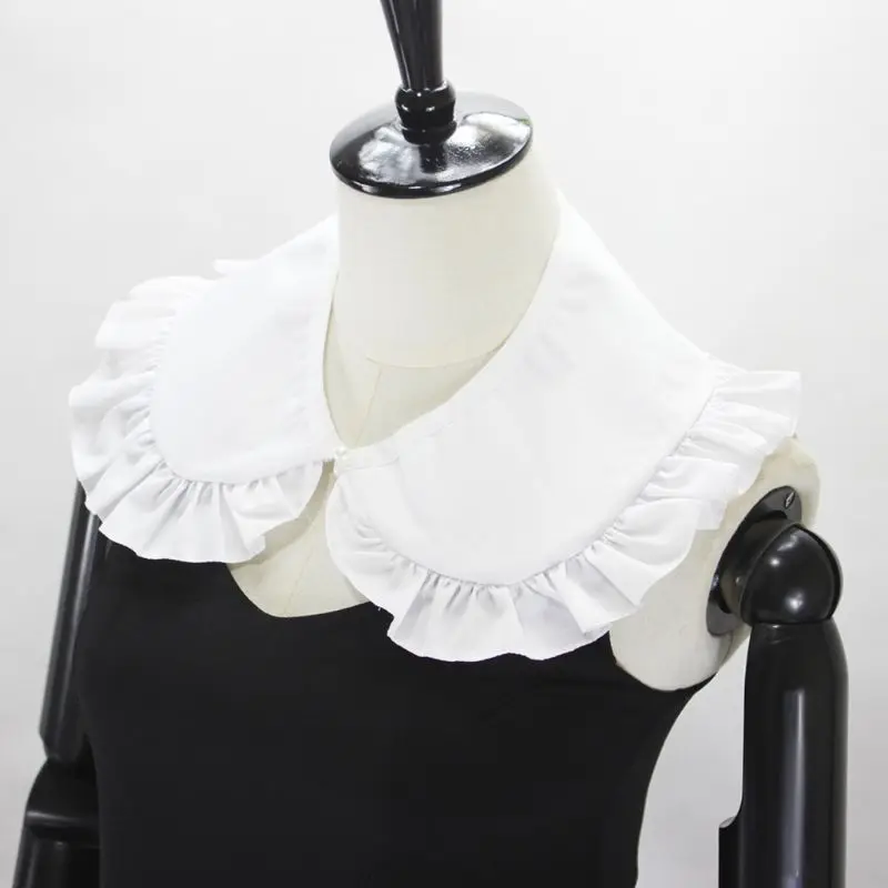

Japanese Sweet Women Girls White for Doll False Fake Collar Pleated Patchwork Trim Detachable Half Shirt Shawl