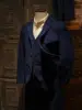 Men's Indigo Engineer Corduroy Suit Jacket Classic French Style Outwear 4