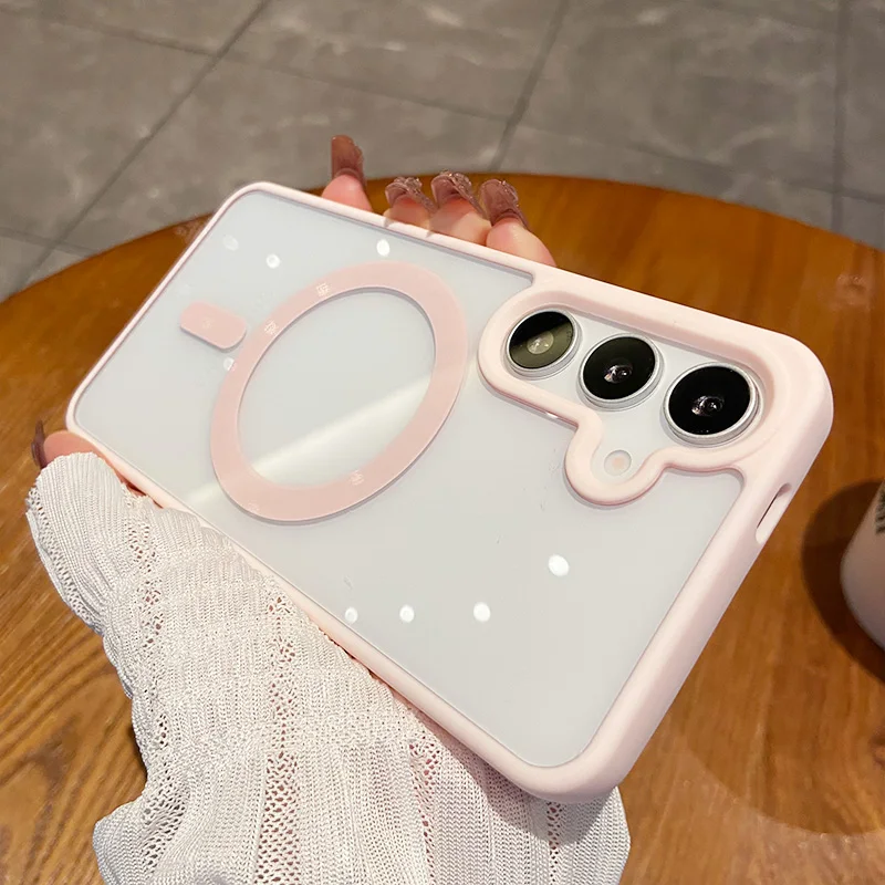 Colour MagSafe Wireless Charge Shockproof Magnetic Bumper Case - Clear