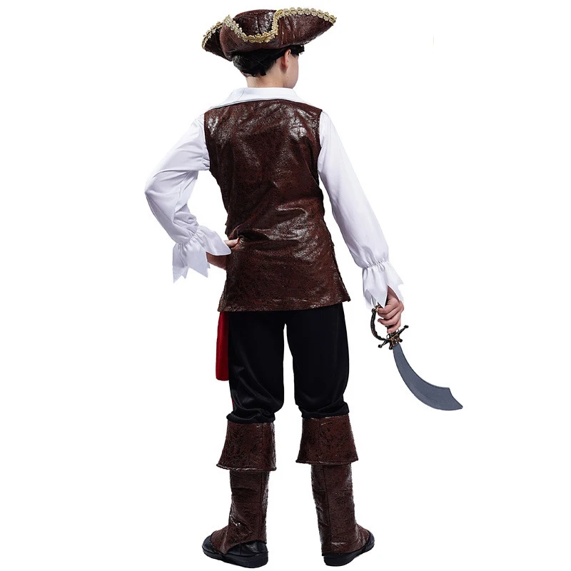 Kids Cosplay Costume Halloween Costume Boys Pirate Cosplay Pirate Captain Jack Sparrow Kids Children Purim Christmas Party Luxury Buccaneer Outfits