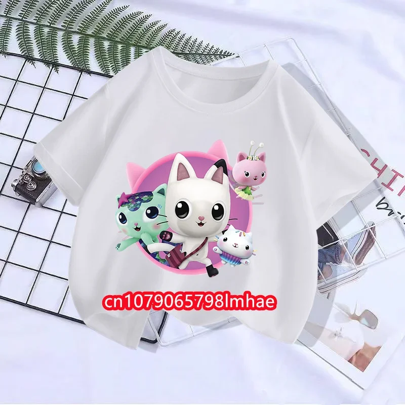 

New Girls Clothes Cute Gabbys Doll House Cartoon Kids Funny T-Shirts Baby Boys T shirt Summer Short Sleeve Children Tops
