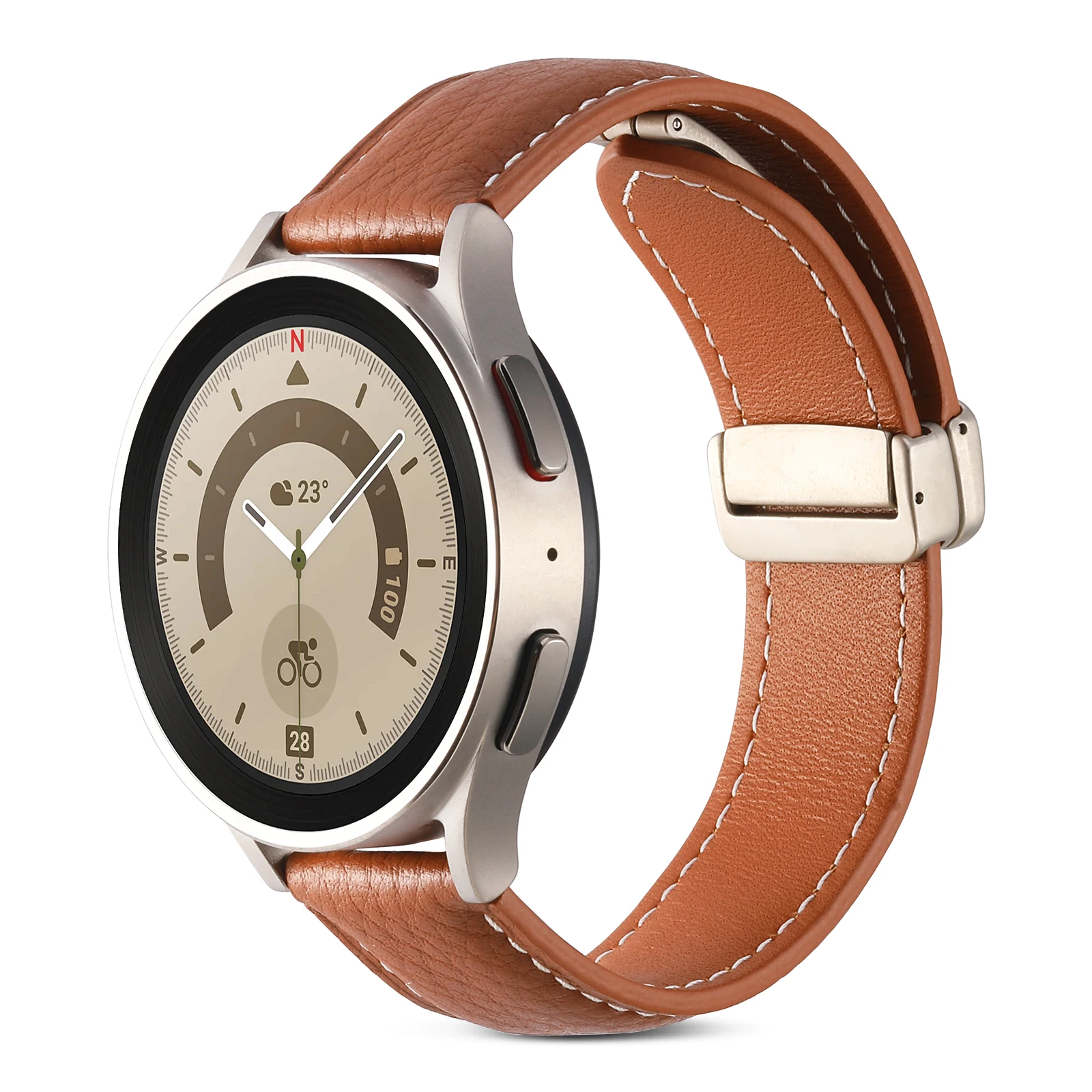 22mm 20mm Leather Strap for Samsung Galaxy Watch 4/5/5 Pro/Watch 4 Classic/Amazfit GTR/GTS for Huawei Watch 3/GT3 Magnetic Band