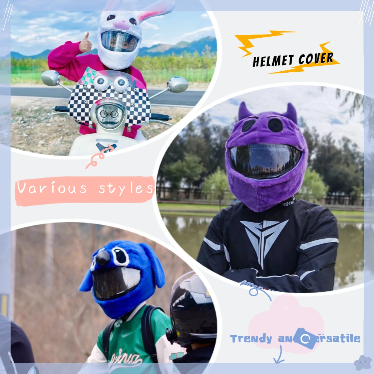 

Защитный чехол для шлема разных стилей Синий Фиолетовый Дьявол милый мультяшный плюшевый чехол для лыжного шлема модный и универсальный