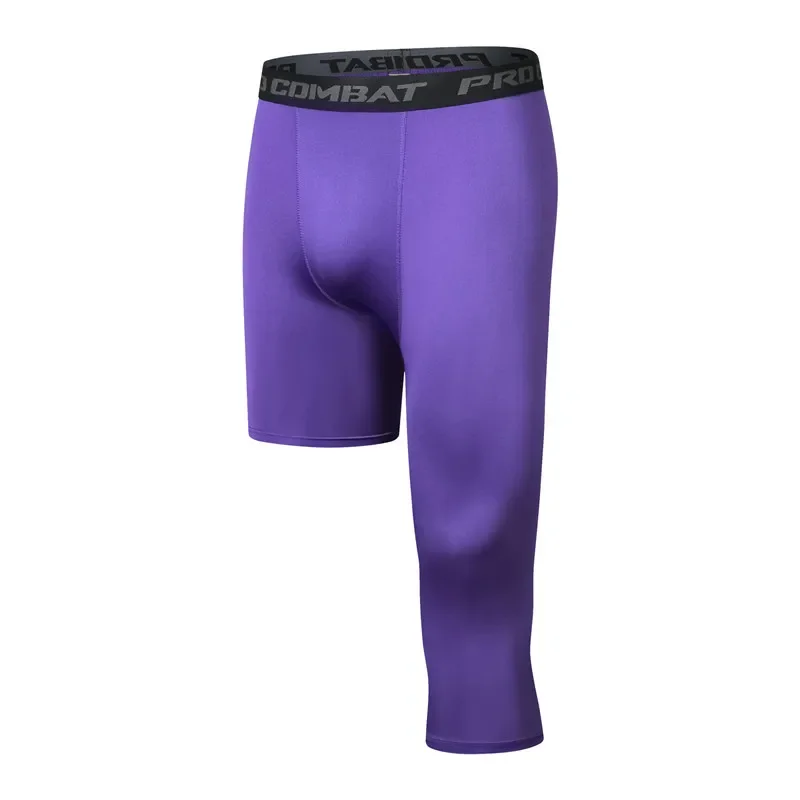 Men Boy Girl Kids Children Running One Leg Tights GYM Pants Basketball Football Soccer Fitness Exercise Sport Capri Leggings 95