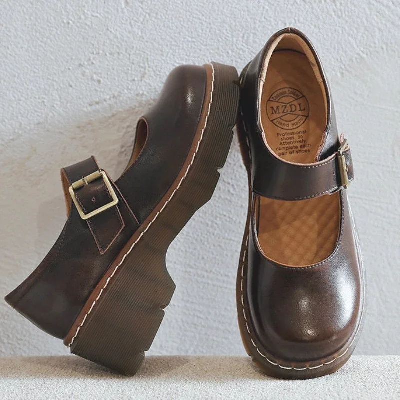 Women's Retro Thick Bottom Mori Girl Japanese Mary Jane Single Shoes College Style women shoes