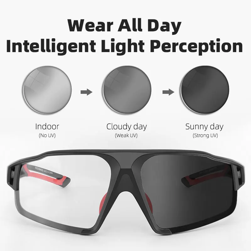 ROCKBROS Cycling Glasses Lightweight Photochromic Glasses UV400 Protection Men Women Outdoor Sports Sunglasses Bicycle Goggles Cycling Sunglasses