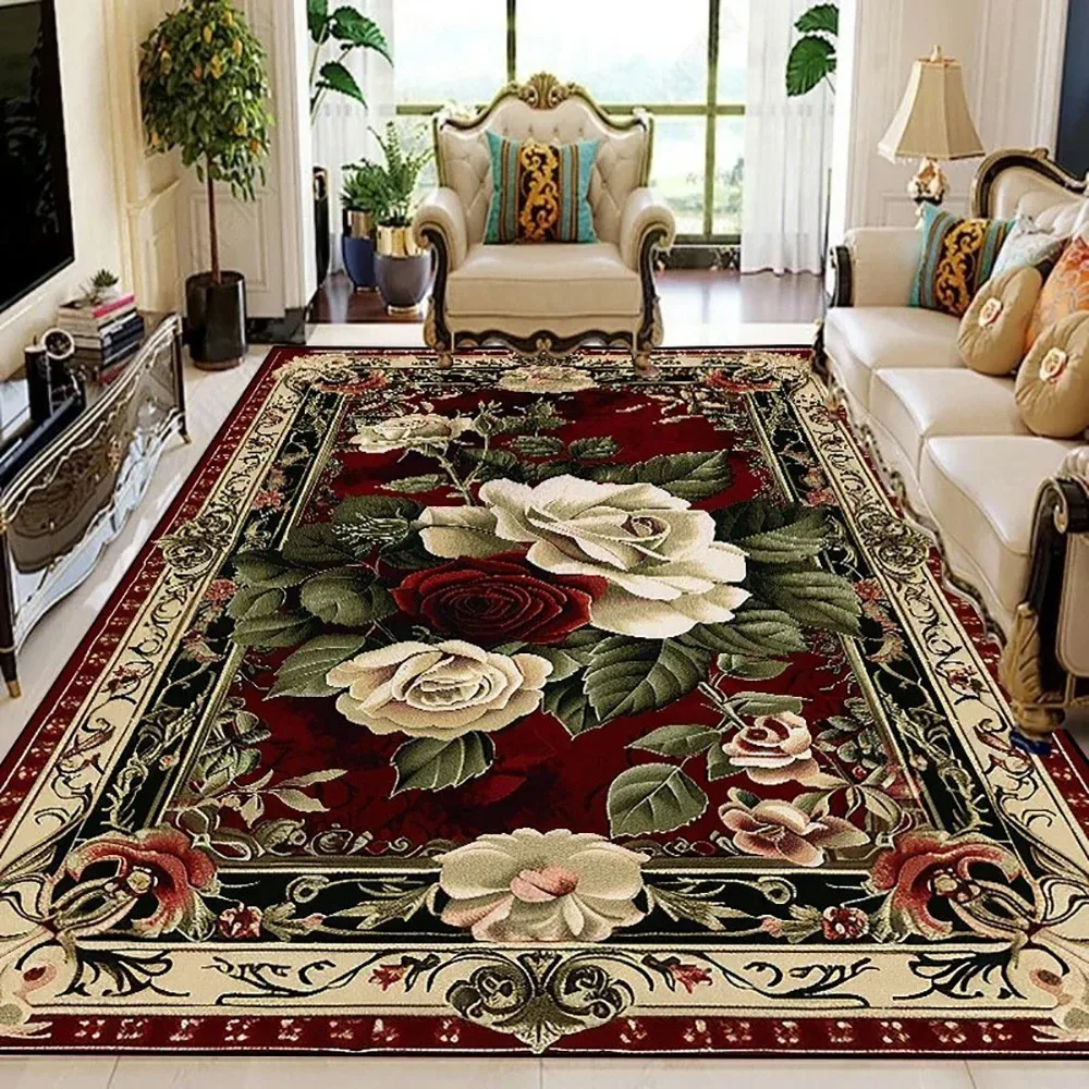 VIKAMA Flannel Carpet Boho Persian Vintage Mat Coffee Table Sofa Bedroom Mat Living Room Blanket Large Rug Washable Home Decor