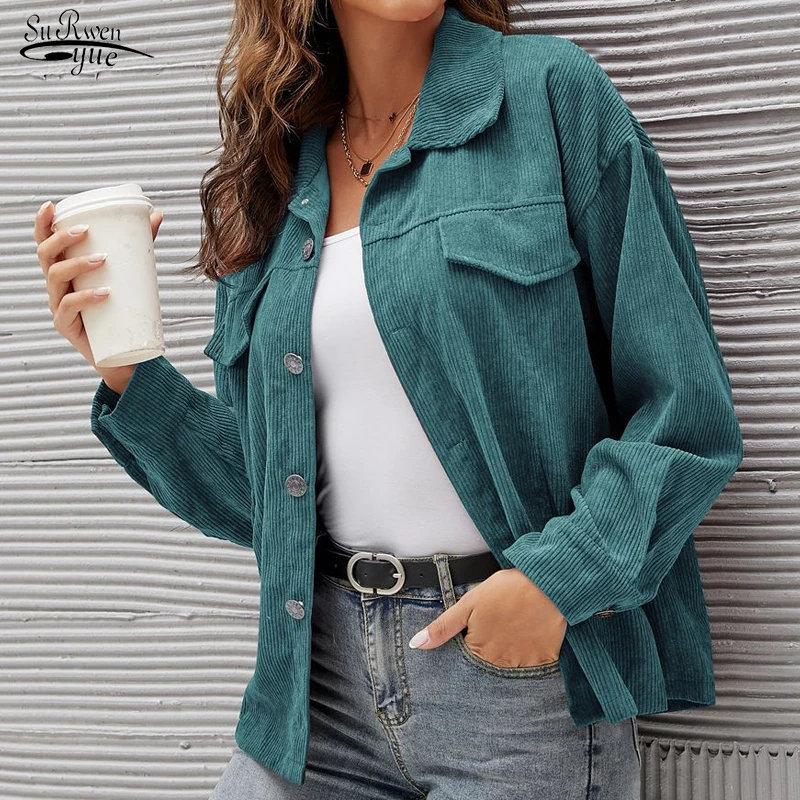 Corduroy jacket womens green Clearance