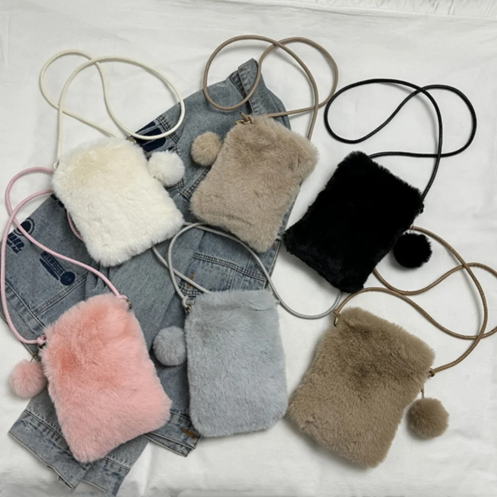 Women Handbags Fashion Plush Shoulder Bags Large Capacity Crossbody Bags For Ladies Phone Purse Small Flap For Autumn And Winter