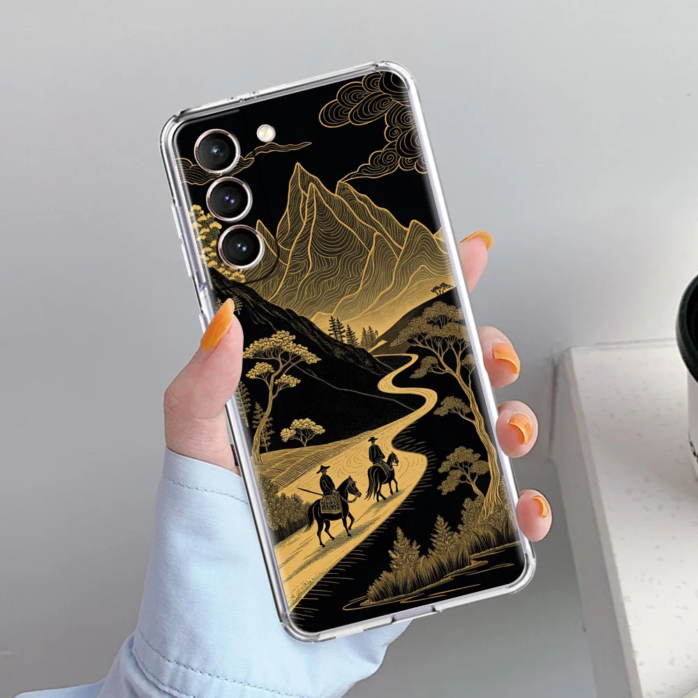 Abstract Mountain Sunrise Line Soft Clear Phone Case Cover