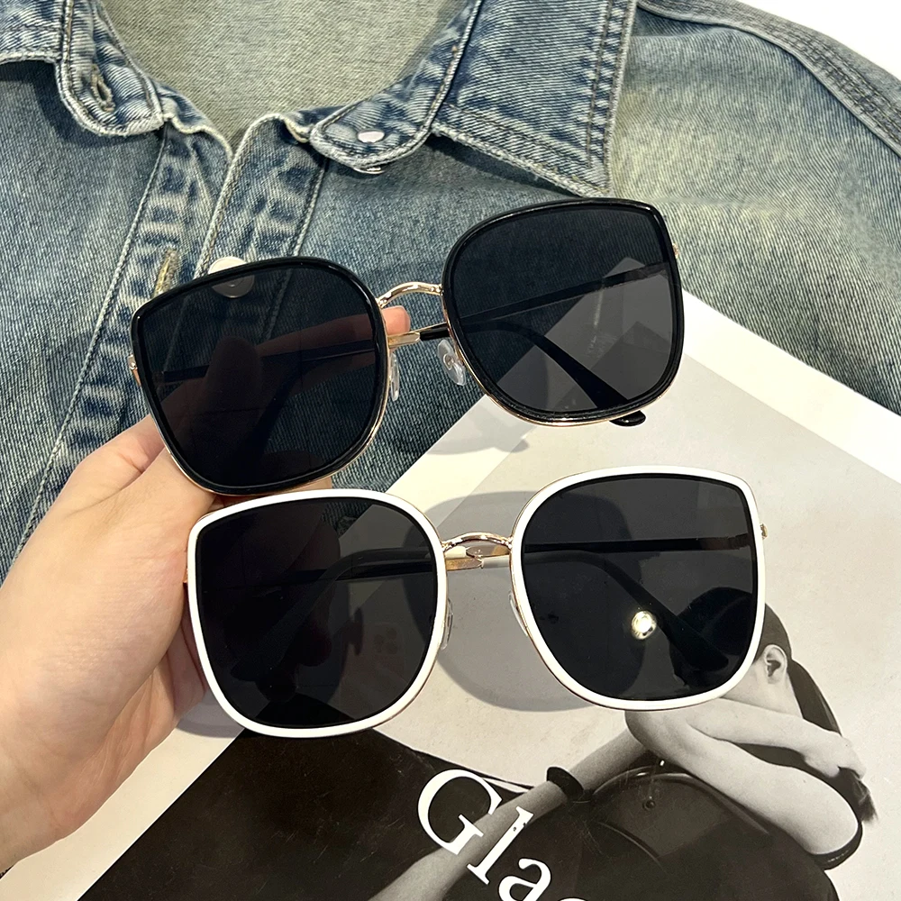Korean New Fashion Oval Cat Eye Sunglasses Lady Metal Rimless shades Luxury Sunglasses Female Driving Glasses zonnebril dames