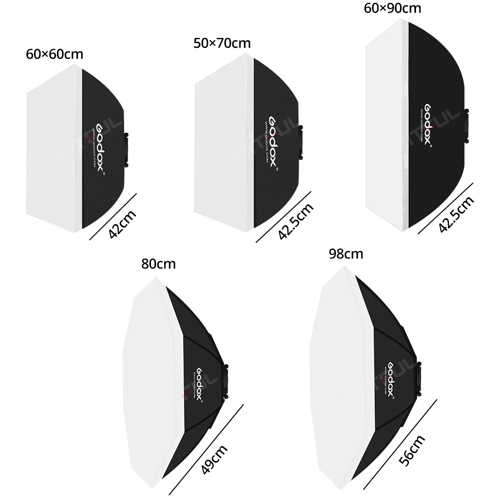 Godox 50x70cm 60x60cm 60x90cm 80cm Photo Studio Softbox Soft Box with Universal Mount for Godox K-150A K-180A E250 E300 300SDI Photography Softbox