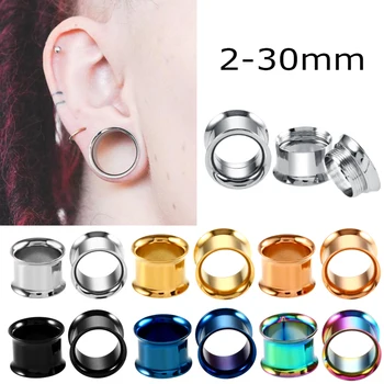 2Pcs/lot 2mm-30mm Stainless Steel Ear Stretcher Expanders Tunnels and Plugs Earrings Screwed Back Ear Dilations Ear Expansions 1