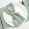 50pcs 32x32cm sage green Gauze Cotton NapkinReusable Tea Towel Wedding Party Christmas Table Decor Retro Burrs napkin Wholesale 2