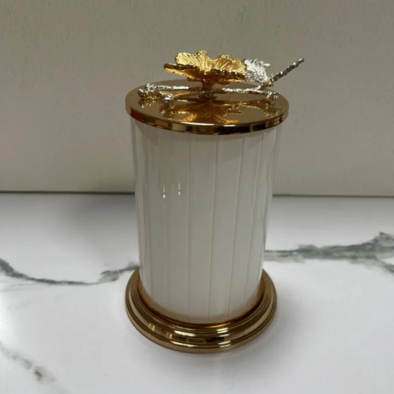 Creative Metal Butterfly Storage Jar Jewelry Cotton Swab Box Home Scented Candle Jar Nut Candy Box Crafts Home Decoration Modern 3