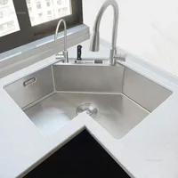 L-shaped Stainless Steel Corner Kitchen Sinks Kitchen Accessories Large Single Sink Modern Small Apartment Special Washing Sink 1