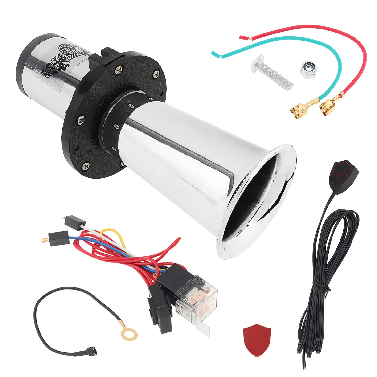 12V 110db Universal OOGA Air Horn Antique Vintage Classic Old Style for Car/Motorcycle/Truck with Button, Wiring Harnesses Kit