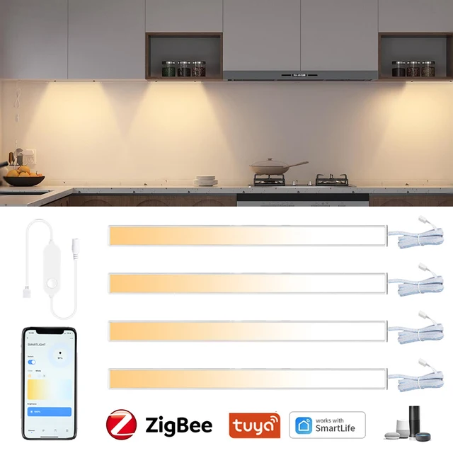 Tuya Zigbee CCT LED ภายใต้ตู้ 30 ซม.หรี่แสงได้ชั้นวางของตู้ภายใต้โคมไฟตั้งโต๊ะ 3000K-6500K สําหรับ Alexa Google Home 1