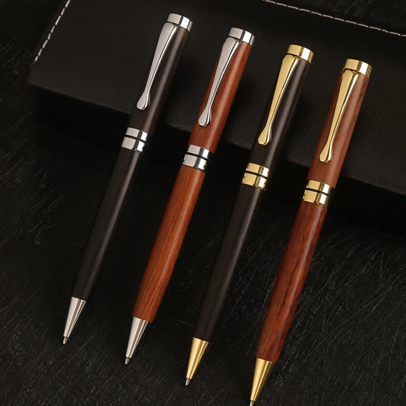 High Quality Natural Sandalwood Wood Ballpoint Pen Gold Silver Accessories Office Signature Pens School Office Accessories Gifts