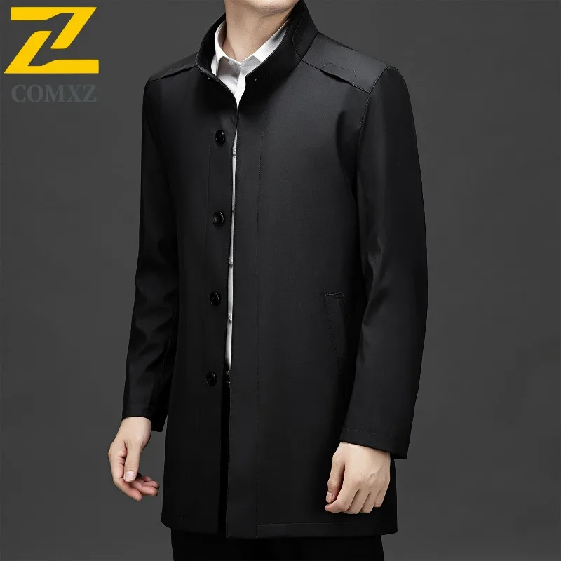 【新品タグ付き未使用】l'or Stand collar Long Coat Stand Collar Trench Coat Men 2025 Autumn Light Luxury Premium Anti