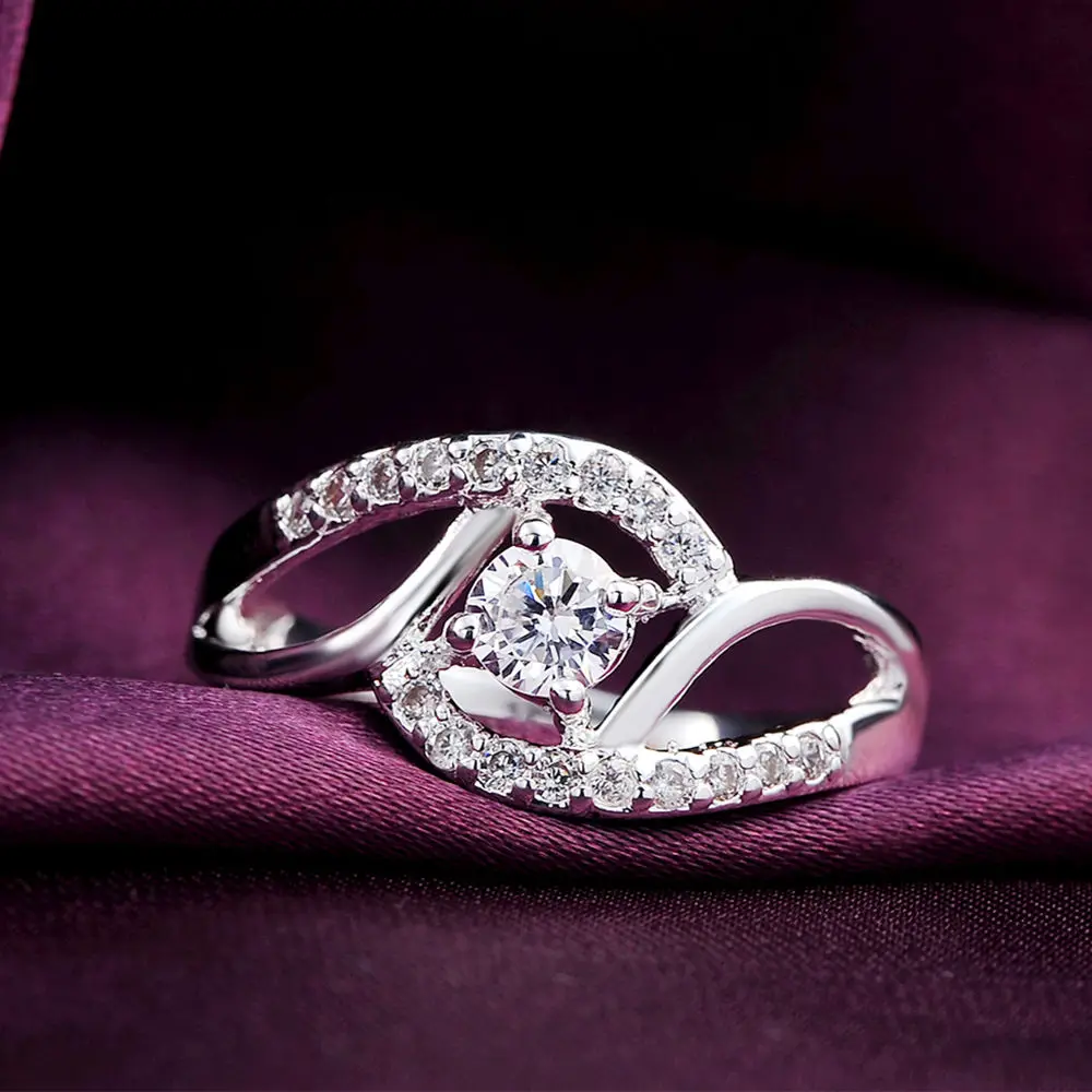 Streetwear 925 Sterling Silver Shiny Zircon diamond Rings For Women Wedding Party Gifts fine Jewelry engagement rings wedding rings silver rings