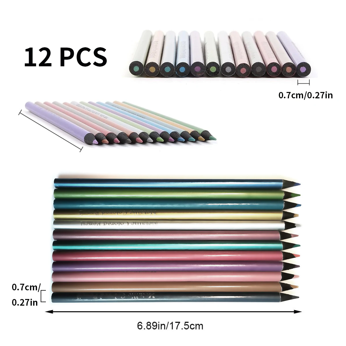 12 Metallic Colored Pencil Set 2