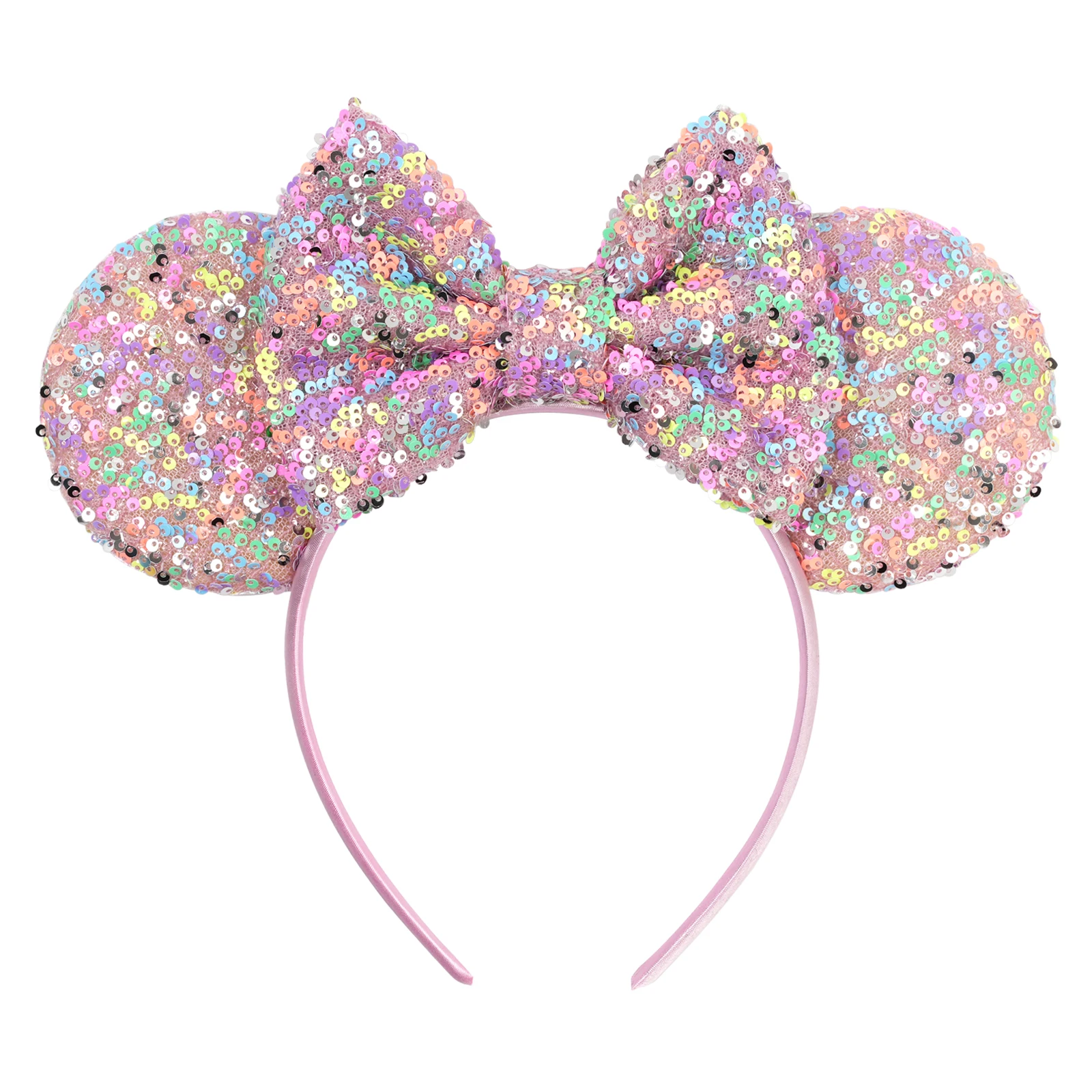Glitzerndes Stirnband Rosa Pailletten-Ohren Stirnband Mit Funkelnder Schleife Schillerndes Glitzer-Mausohren-Accessoire Kindergeschenke – Detail 10
